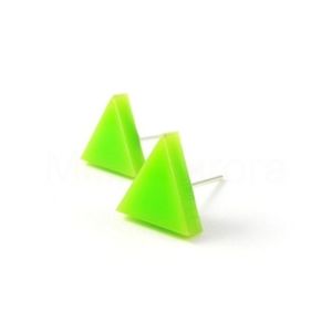 Trendy Neon Green Triangle Studs